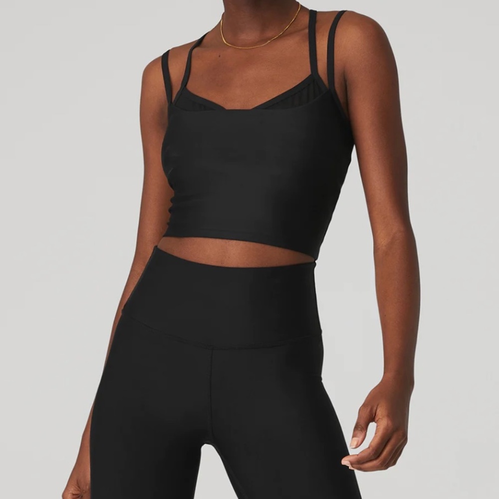 Alo Yoga Airlift Double Check Bra Tank Black Size Large